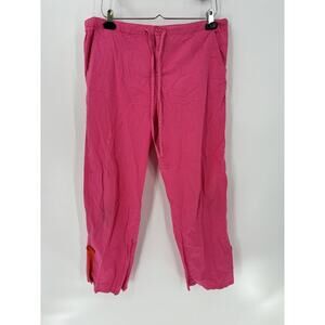 Michael Simon Pants Womens XL Pink Capri Cropped Pockets Slit Sides Casual Zip